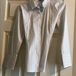 Ann Taylor White Striped Blouse